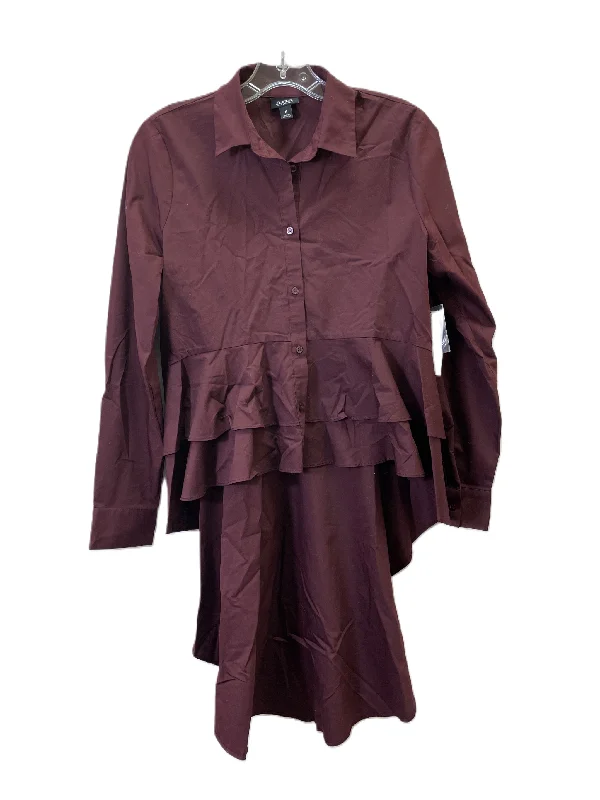 Top Long Sleeve By Ana In Maroon, Size: M