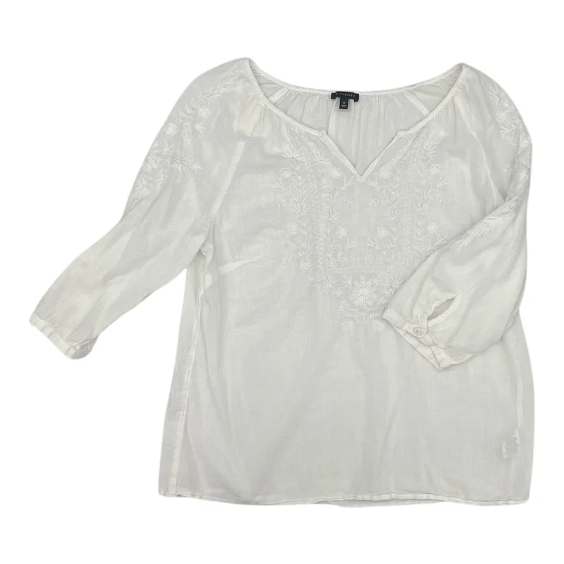 Top 3/4 Sleeve By Talbots In White, Size:M