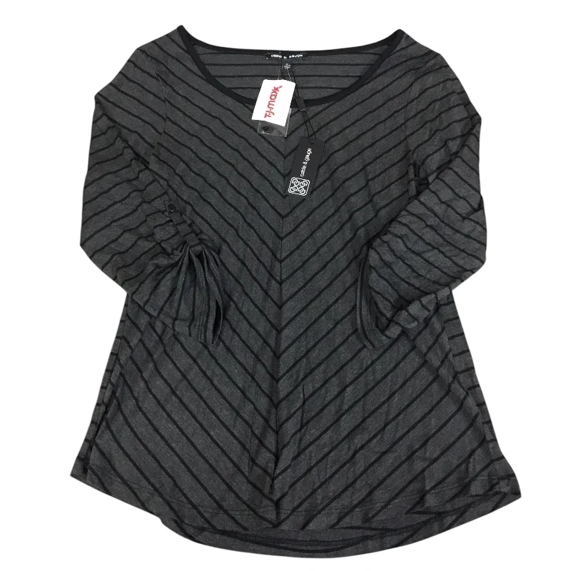 Top 3/4 Sleeve By Cable And Gauge In Black & Grey, Size: M