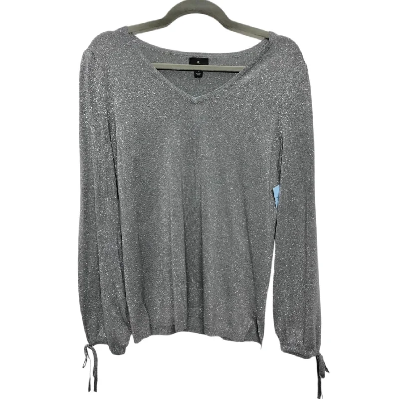 Top Long Sleeve By Worthington In Silver, Size: S