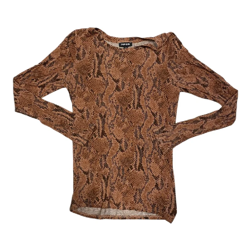 Top Long Sleeve By Express In Snakeskin Print, Size: M