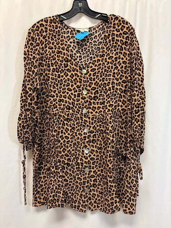 Top Long Sleeve By Entro In Animal Print, Size: 2x