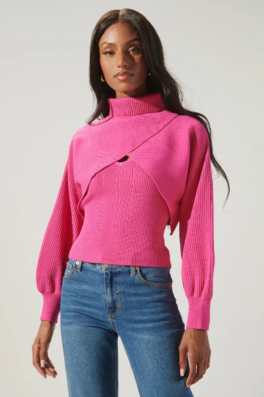 Yoli Joint Turtleneck Shrug Cami Sweater