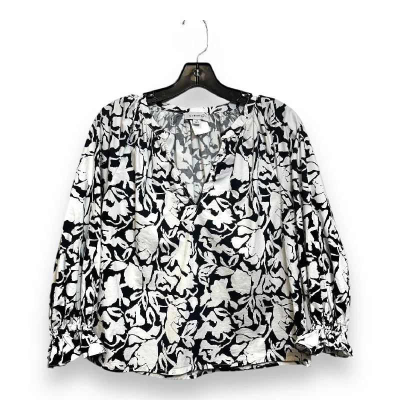 Top 3/4 Sleeve By Clothes Mentor In Black White, Size: Xs