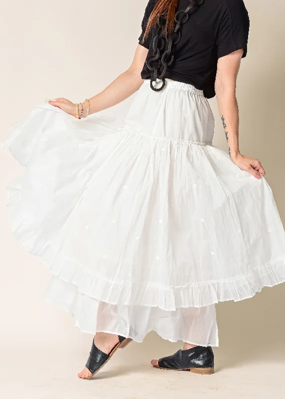 Aurelia Organza Embroidered Skirt in Cream