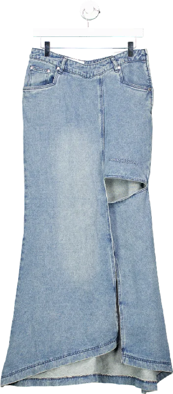 House of Sunny Sky Blue The Cascade Denim Skirt UK 10