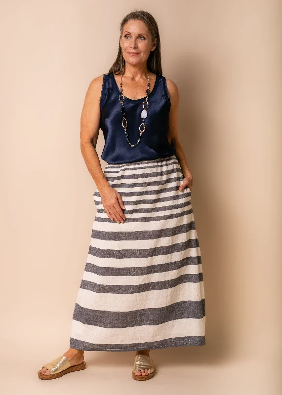 Sinclair Linen Blend Skirt in Navy