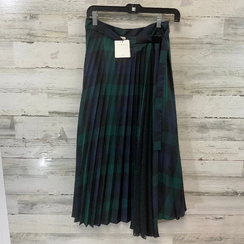 Skirt Midi By Sandro In Blue & Green, Size: 2