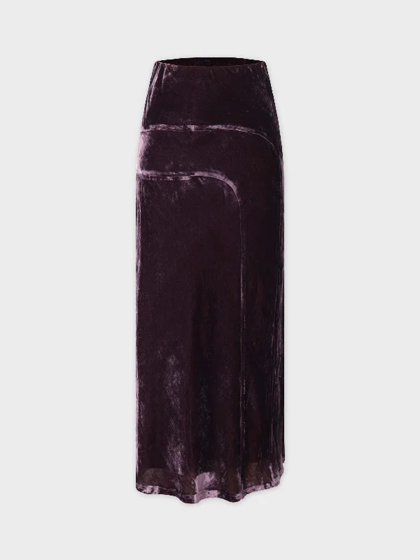 Velvet Slip Skirt-Plum