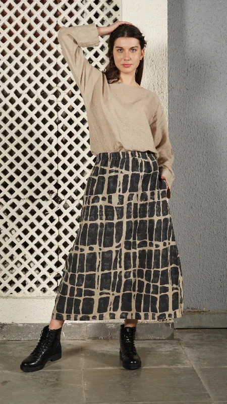 Winston Linen Blend Skirt in Onyx