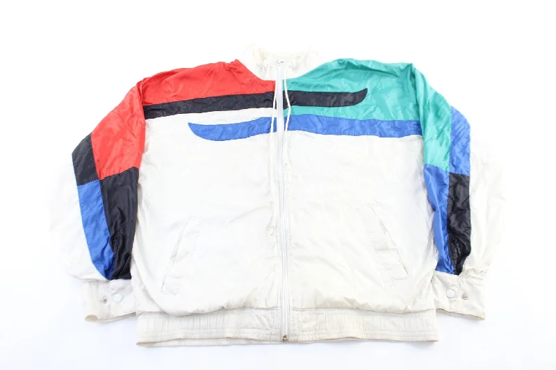 80's Adidas Embroidered Logo Colorful Zip Up Jacket