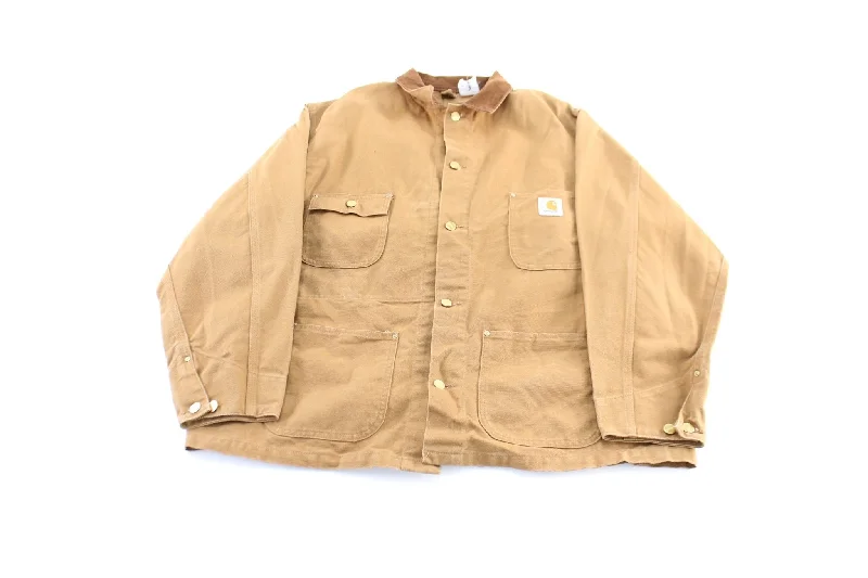 90's Carhartt Logo Patch Tan Chore Coat