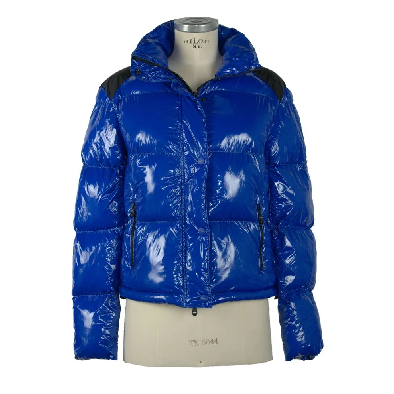 Chic Blue Down Jacket With Eco-friendly Flair