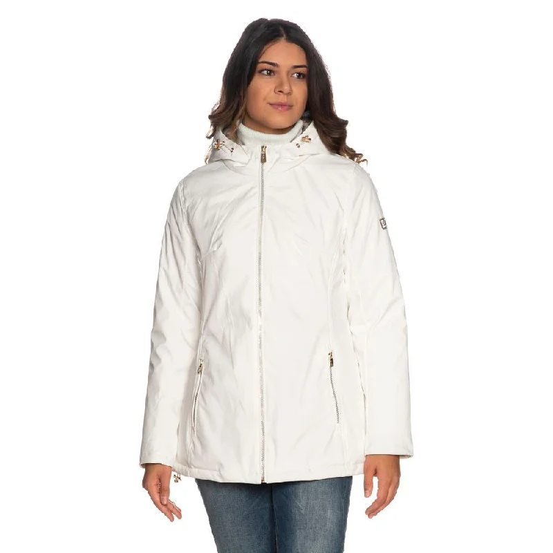 Chic White Hooded Down Jacket For Women