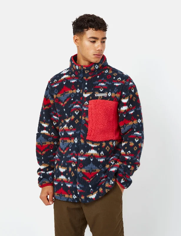 Columbia Mountainside Full Zip Sweater (Rocky Mountain Print) - Collegiate Navy Blue