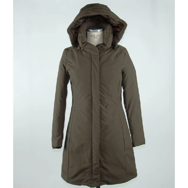 Elegant Brown Polygon Jacket With Hood