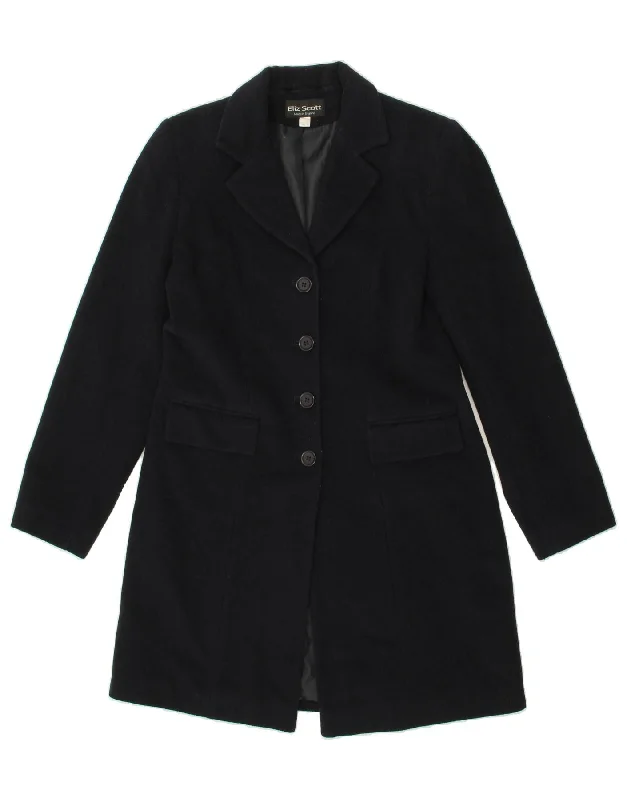 ELIZ SCOTT Womens Overcoat UK 10 Small Navy Blue Wool