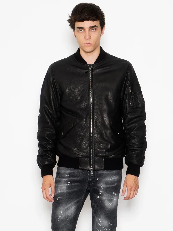 Bomber in Pelle Nero