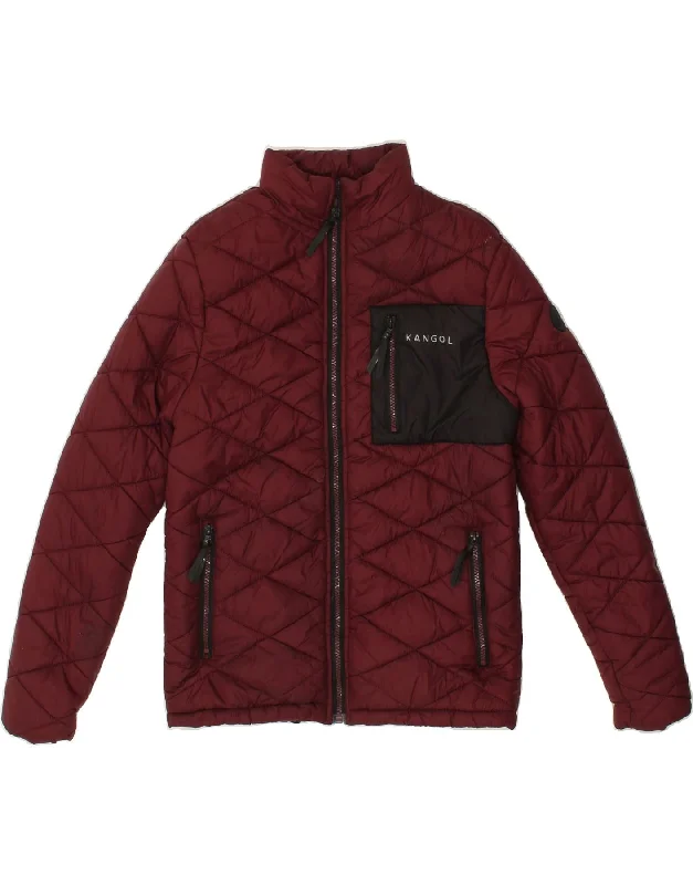 KANGOL Womens Padded Jacket UK 10 Small Burgundy Nylon