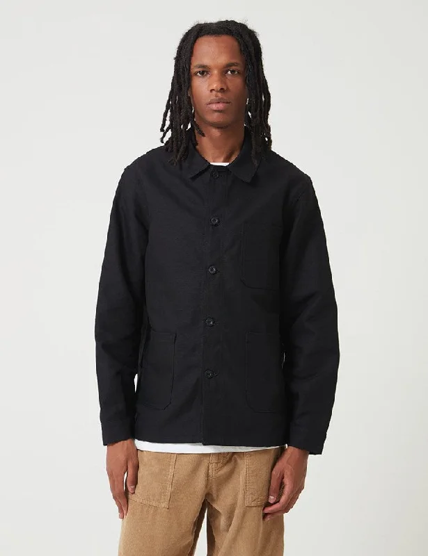 Le Laboureur Work Jacket (Linen) - Black