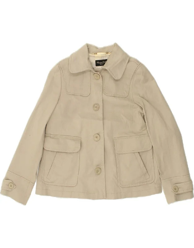 MASSIMO DUTTI Womens Utility Jacket UK 12 Medium Beige Cotton