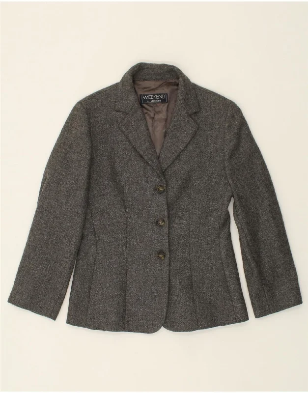 MAX MARA Womens Weekend 3 Button Blazer Jacket UK 10 Small Grey Wool