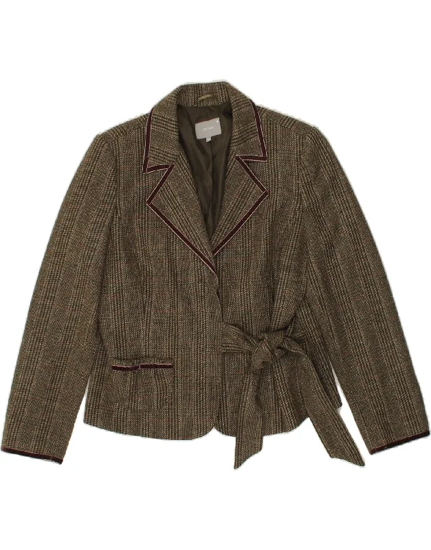 PER UNA Womens Blazer Jacket UK 18 XL Khaki Check