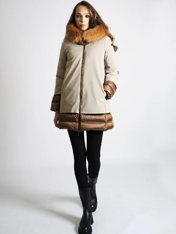 Parka con Pelliccia Beige