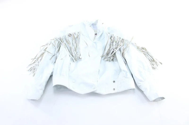 Women's G-III White Fringed Leather Coat