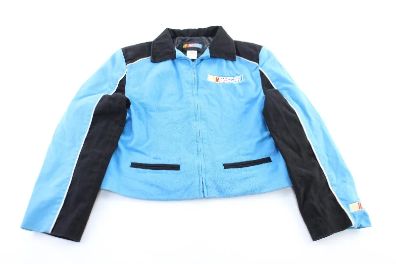 Women's Nascar Racing Embroidered Black & Blue Zip Up Jacket