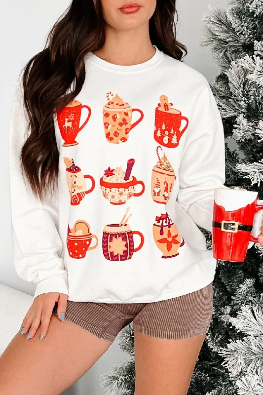 Cup Of Happiness Holiday Graphic Sweatshirt (Cream)