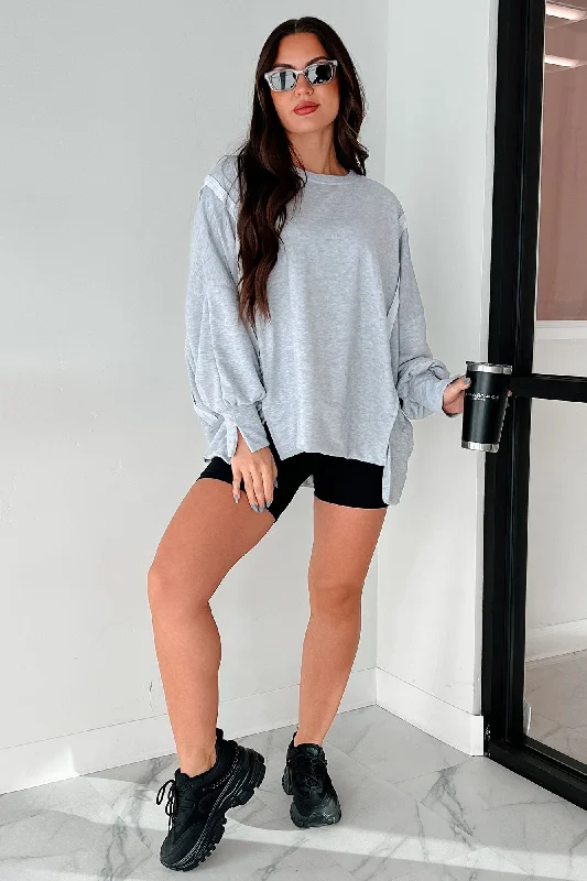 Solo Journey Oversized Long Sleeve Top (Heather Gray)