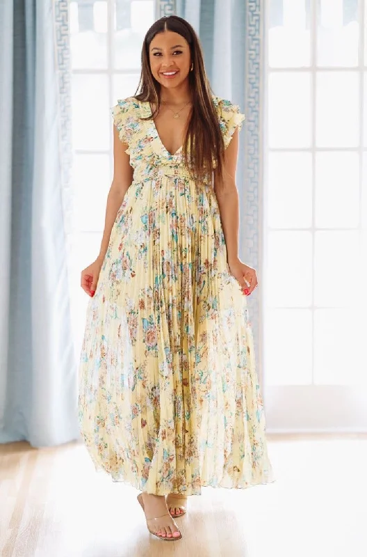 Floral For Keeps Maxi Gown - Yellow