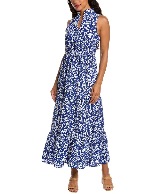 London Times Ruffle Neck Peasant Maxi Dress