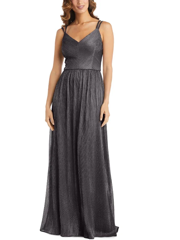 Womens Metallic Maxi Evening Dress