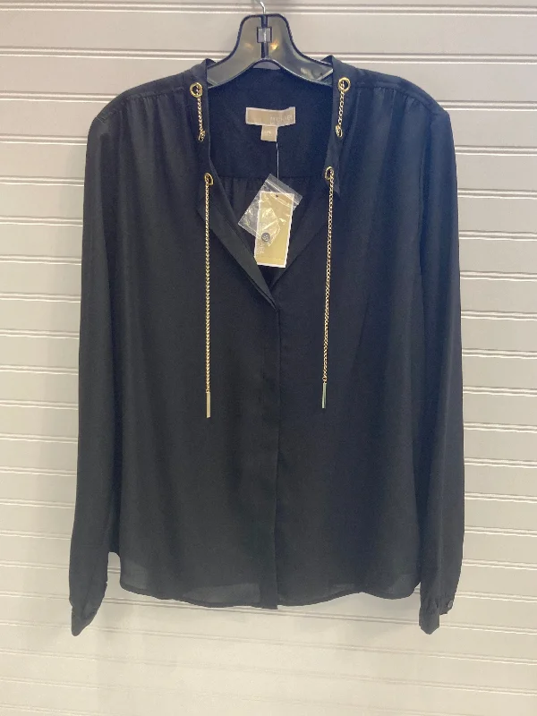 Black Blouse Long Sleeve Michael By Michael Kors, Size Xl