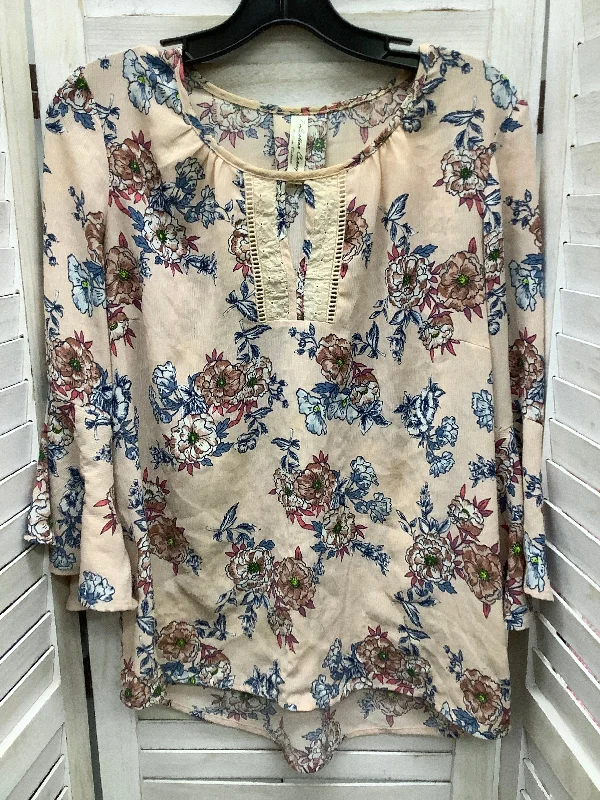 Floral Print Blouse Long Sleeve Perseption Concept, Size M