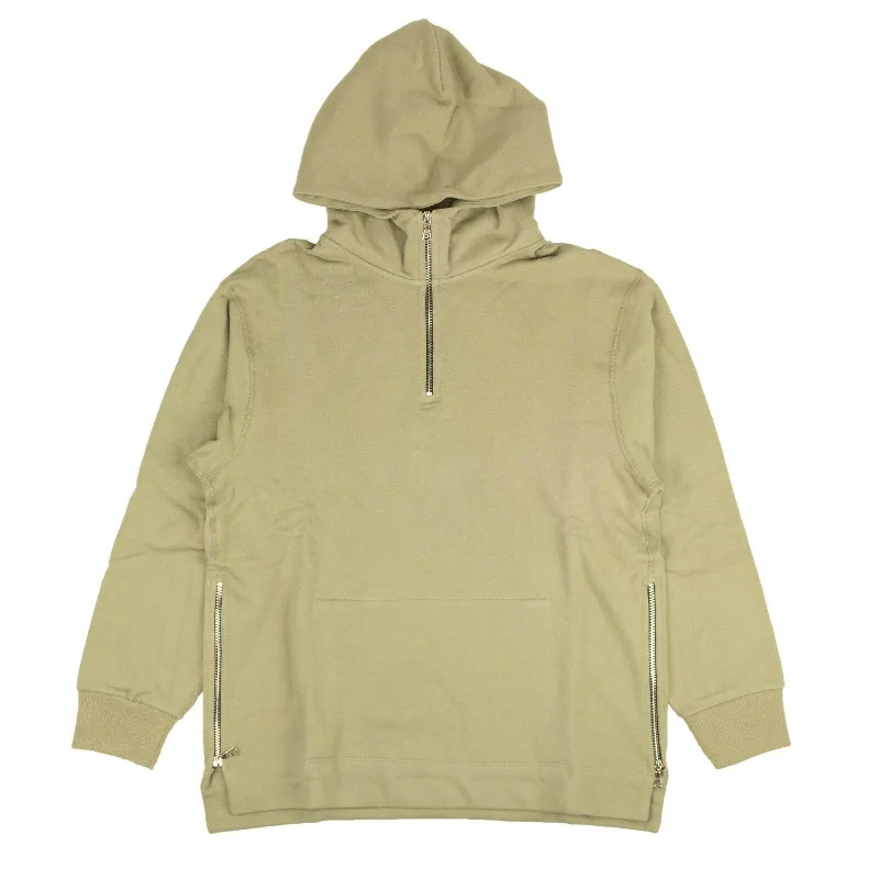 John Elliott 1/2 Zip Villain Hoodie - Sand Green