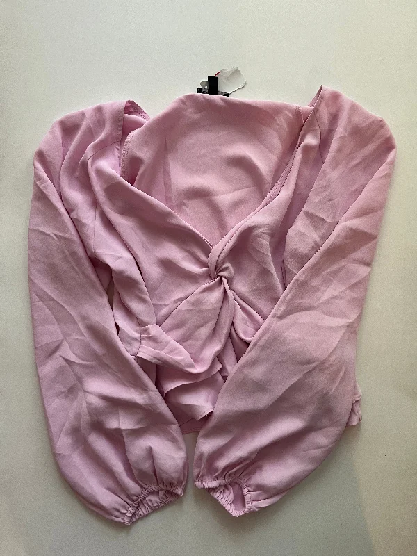 Pink Blouse Long Sleeve Express, Size L