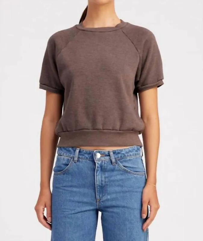 Raglan Sweatshirt In Heathered Brown