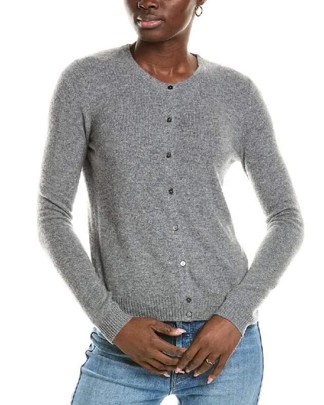 InCashmere Fitted Button Front Cashmere Cardigan